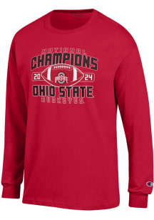Champion Ohio State Buckeyes Red Football 2024 Football National Champion Arch Jersey Long Sleeve..