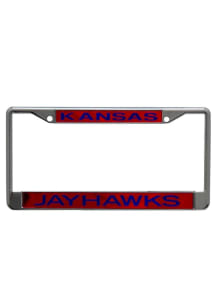 Kansas Jayhawks Red and Blue Team name License Plate Frame - Red