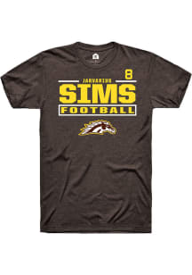 Jarvarius Sims Western Michigan Broncos Brown Football NIL Stacked Box Short Sleeve Player T Shirt