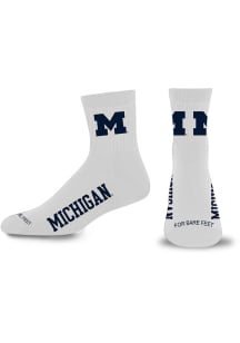 Michigan Wolverines Team Blanc Mens Quarter Socks