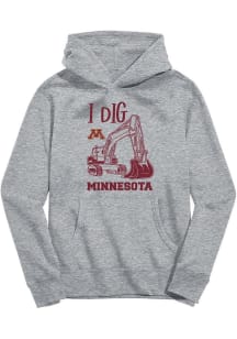 Vive La Fete Minnesota Golden Gophers Youth Grey Excavator Long Sleeve Hoodie