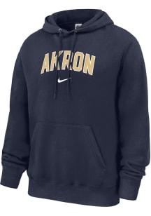 Nike Akron Zips Mens Navy Blue Club Fleece Arch Name Long Sleeve Hoodie