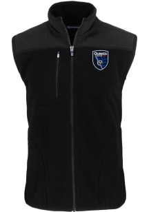 Cutter and Buck San Jose Earthquakes Mens Black Cascade Sherpa Sleeveless Jacket