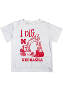 Vive La Fete Nebraska Cornhuskers Toddler White Excavator Short Sleeve T-Shirt