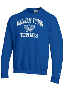 Champion BYU Cougars Mens Royal Blue Tennis Icon Powerblend Long Sleeve Crew Sweatshirt