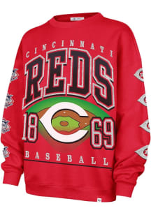 47 Cincinnati Reds Womens Red Go Big Crew Sweatshirt