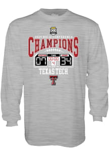 Blue 84 Texas Tech Red Raiders Grey 2025 Big 12 Champions Score Long Sleeve T Shirt