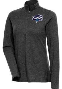 Antigua Greensboro Swarm Womens Black Heather Peak Qtr Zip