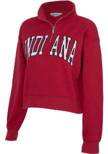 Indiana Hoosiers Womens Crimson Cropped Sport Fleece Qtr Zip