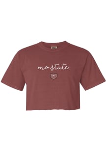 Summit Sportswear Missouri State Bears Womens Maroon Rhinestone Script Short Sleeve T-Shirt