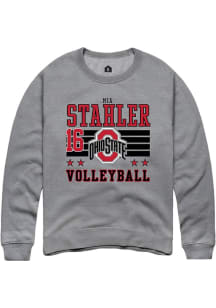 Mia Stahler Ohio State Buckeyes Mens Grey NIL Striped Player Crew