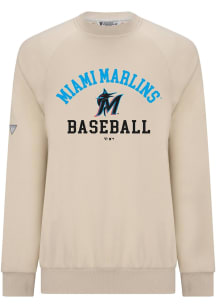 Levelwear Miami Marlins Mens Tan Connect Limelight Long Sleeve Crew Sweatshirt