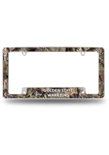 Golden State Warriors Camo Mossy Oak All Over Chrome License Plate Frame - White