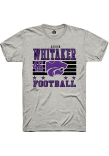 Darien Whitaker K-State Wildcats Ash Football NIL Striped Short Sleeve Player T Shirt