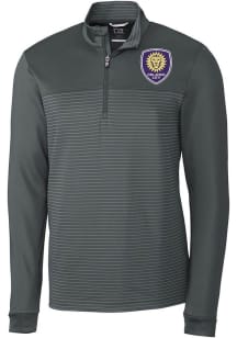 Cutter and Buck Orlando City SC Mens Graphite Traverse Stripe Long Sleeve Qtr Zip Pullover