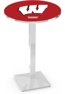 Wisconsin Badgers Chrome Square Base Pub Table