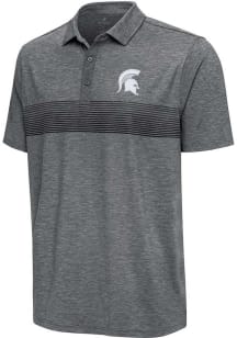 Antigua Michigan State Spartans Mens Charcoal Dashing Short Sleeve Polo