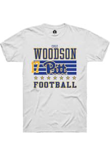 Cole Woodson Pitt Panthers White Football NIL Striped Short Sleeve Player T Shirt