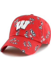 47 Wisconsin Badgers Red Printfetti Clean Up Youth Adjustable Hat