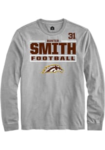 Hunter Smith Western Michigan Broncos Grey Football NIL Stacked Box Long Sleeve Player T Shirt