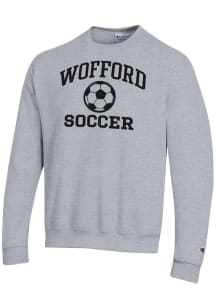 Champion Wofford Terriers Mens Grey Soccer Powerblend Long Sleeve Crew Sweatshirt