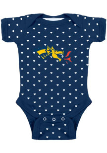 Drexel Dragons Baby Navy Blue Heart Short Sleeve One Piece