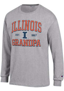 Champion Illinois Fighting Illini Grey Est. Date Grandpa Jersey Long Sleeve T Shirt