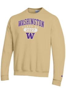 Champion Washington Huskies Mens Gold Class of 2027 Powerblend Long Sleeve Crew Sweatshirt