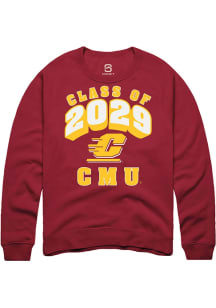 Summit Sportswear Central Michigan Chippewas Mens Maroon Class of 2029 Long Sleeve Crew Sweatshirt