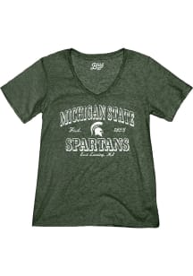 Blue 84 Michigan State Spartans Womens Green Box Shadow Short Sleeve T-Shirt