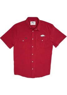 Snaps Arkansas Razorbacks Mens Cardinal Tailgater Short Sleeve Dress Shirt