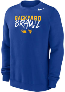 Nike Pitt Panthers Mens Blue Football Backyard Brawl Club Fleece Long Sleeve Crew Sweatshirt