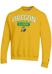 Champion Oregon Ducks Mens Yellow Pill Alumni Powerblend Long Sleeve Crew Sweatshirt