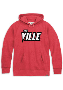 Rally Louisville Cardinals Mens Red Triblend Puff Ink Wordmark Long Sleeve Hoodie