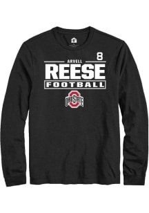 Arvell Reese Ohio State Buckeyes Black Football NIL Stacked Box Long Sleeve Player T Shirt