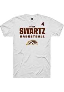 Brady Swartz Western Michigan Broncos White NIL Stacked Box Short Sleeve Player T Shirt