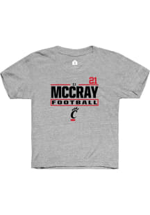 CJ McCray Cincinnati Bearcats Youth Grey NIL Stacked Box Player Tee