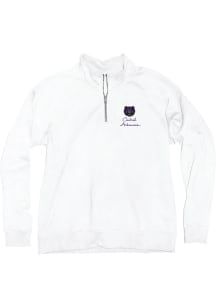 Blue 84 Central Arkansas Bears Womens White Sanded Fleece Qtr Zip