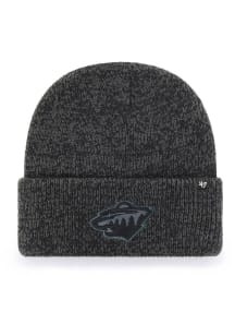 47 Minnesota Wild Black Brain Freeze Cuff Mens Knit Hat