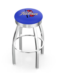 Tulsa Golden Hurricane 3 Ring Chrome Seat Pub Stool - Silver