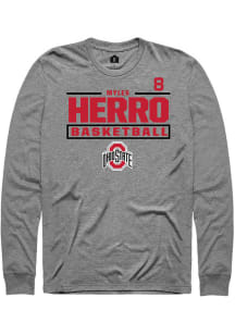 Myles Herro Ohio State Buckeyes Graphite NIL Stacked Box Long Sleeve Player T Shirt