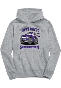 Vive La Fete Northwestern Wildcats Youth Grey On My Way Long Sleeve Hoodie