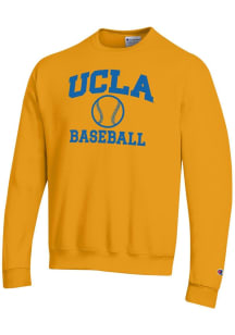 Champion UCLA Bruins Mens Gold Baseball Icon Powerblend Long Sleeve Crew Sweatshirt