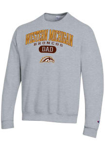 Champion Western Michigan Broncos Mens Grey Dad Pill Powerblend Long Sleeve Crew Sweatshirt