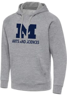 Antigua Michigan Wolverines Mens Grey Heather Michigan Arts and Sciences Victory Long Sleeve Hoodi..