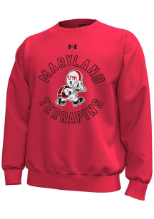 Under Armour Maryland Terrapins Mens Red Multimedia Testudo Football Long Sleeve Crew Sweatshirt