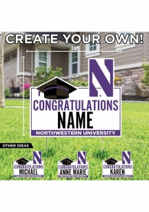 Northwestern Wildcats Personalized Congratulations Grad Yard Sign - White