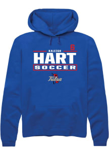 Kaleigh Hart  Rally Tulsa Golden Hurricane Mens Blue NIL Stacked Box Long Sleeve Hoodie