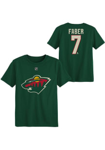 Brock Faber  Minnesota Wild Boys Green Flat NN Short Sleeve T-Shirt