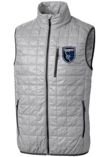 Cutter and Buck San Jose Earthquakes Mens Grey Rainier PrimaLoft Sleeveless Jacket
